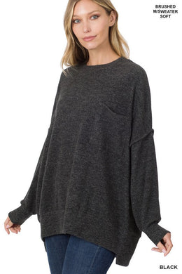 Brushed Melange Drop Shoulder Oversized Sweater Ti Amo I love you