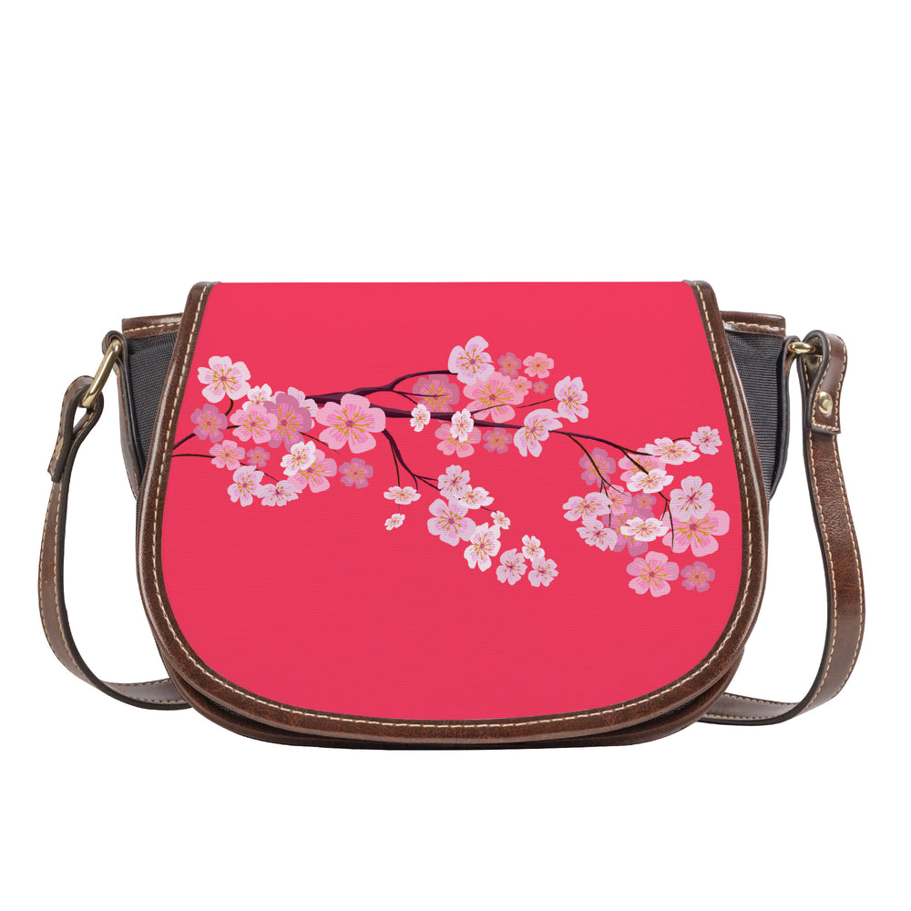 Ti Amo I love you - Exclusive Brand - Radical Red - Pink Floral -  Saddle Bag