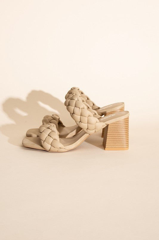 Buggy - Braided Strap - Square Toe - Mule Heels - Black or Taupe Ti Amo I love you