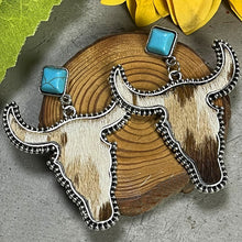 Load image into Gallery viewer, Bull Shape Turquoise Dangle Earrings Ti Amo I love you
