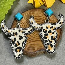 Load image into Gallery viewer, Bull Shape Turquoise Dangle Earrings Ti Amo I love you
