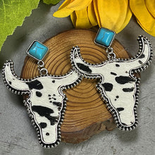 Load image into Gallery viewer, Bull Shape Turquoise Dangle Earrings Ti Amo I love you
