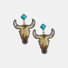 Load image into Gallery viewer, Bull Shape Turquoise Dangle Earrings Ti Amo I love you
