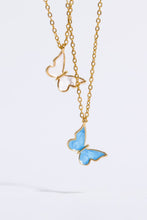 Load image into Gallery viewer, Butterfly Pendant Copper 14K Gold-Plated Necklace Ti Amo I love you
