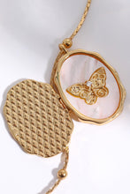 Load image into Gallery viewer, Butterfly Shell Pendant Copper Necklace Ti Amo I love you
