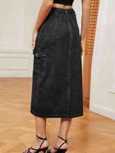 Load image into Gallery viewer, Button Down Denim Skirt Ti Amo I love you
