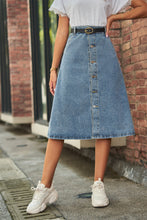 Load image into Gallery viewer, Button Front A-Line Denim Skirt - Sizes S-2XL Ti Amo I love you
