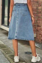 Load image into Gallery viewer, Button Front A-Line Denim Skirt - Sizes S-2XL Ti Amo I love you
