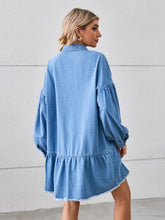 Load image into Gallery viewer, Button Up Pocketed Raw Hem Denim Dress Ti Amo I love you
