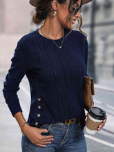 Load image into Gallery viewer, Buttoned Round Neck Knit Top Ti Amo I love you
