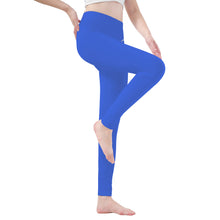 Load image into Gallery viewer, Ti Amo I love you - Exclusive Brand - Obscure Royal Blue -  White Daisy -  Yoga Leggings
