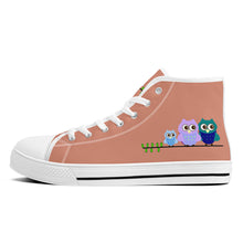 Load image into Gallery viewer, Ti Amo I love you  - Exclusive Brand - Pale Copper - 3 Owls - High-Top Canvas Shoes - White - Ti Amo I love you
