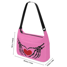 Load image into Gallery viewer, Ti Amo I love you - Exclusive Brand - Persian Pink - Skeleton Heart Hands  -  Journey Computer Shoulder Bag
