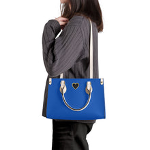 Load image into Gallery viewer, Ti Amo I love you - Exclusive Brand - Sapphire Blue - Luxury Womens PU Tote Bag - Cream Straps
