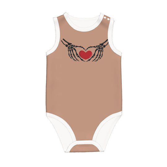 Ti Amo I love you - Exclusive Brand - Feldspar - Skeleton Hands with Heart  - Sleeveless Baby One-Piece - Sizes 0-24mths