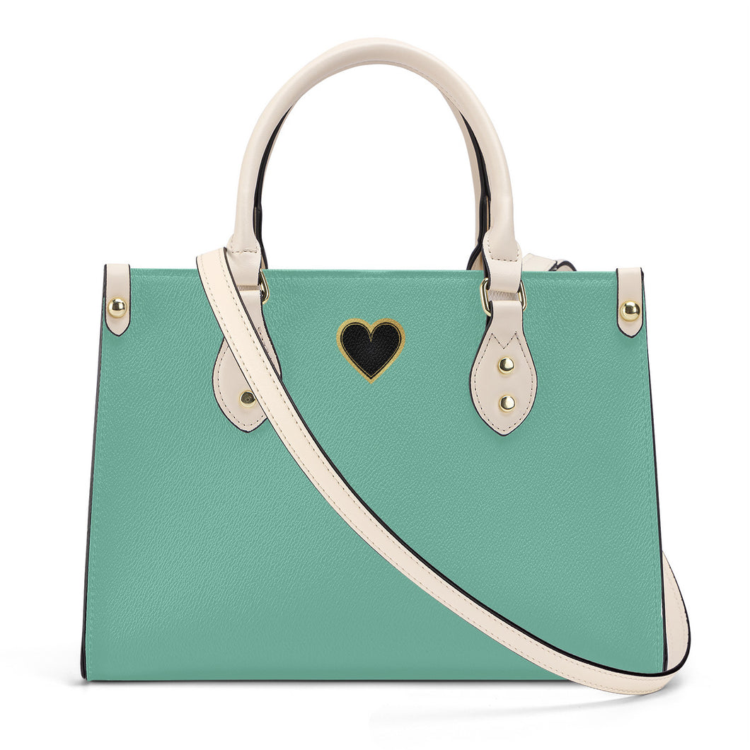 Ti Amo I love you - Exclusive Brand - Pale Teal - Luxury Womens PU Tote Bag - Cream Straps