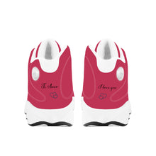 Load image into Gallery viewer, Ti Amo I love you - Exclusive Brand - Viva Magenta - Double Heart Logo - Mens / Womens - Unisex  Basketball Shoes - White Laces
