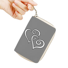 Load image into Gallery viewer, Ti Amo I love you - Exclusive Brand - Gray - Double White Heart -PU Leather -  Zipper Card Holder
