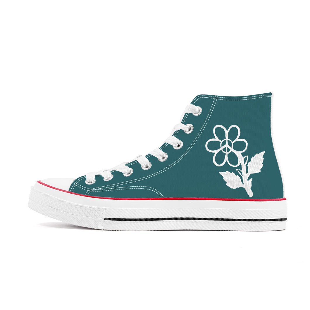 Ti Amo I love you - Exclusive Brand - Casal - White Daisy - High Top Canvas Shoes - White  Soles