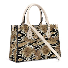 Load image into Gallery viewer, Ti Amo I love you - Exclusive Brand - Snake Skin Pattern - Luxury Womens PU Tote Bag - Cream Straps
