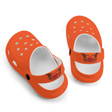 Load image into Gallery viewer, Ti Amo I love you - Exclusive Brand - Orange - Skeleton Hands with Heart - Kid&#39;s Casual Clogs - Approx Ages 4 to 8 Years
