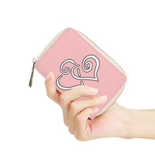 Load image into Gallery viewer, Ti Amo I love you - Exclusive Brand - Your Pink 2 - Double White Heart - PU Leather - Zipper Card Holder
