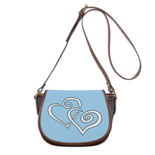 Load image into Gallery viewer, Ti Amo I love you - Exclusive Brand - Jeans Blue - Double White Heart - Saddle Bag
