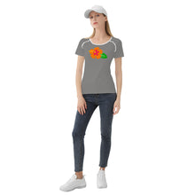 Load image into Gallery viewer, Ti Amo I love you - Exclusive Brand - Natural Gray - Hawaiian Flower - Women&#39;s T shirt - Sizes XS-2XL
