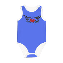 Load image into Gallery viewer, Ti Amo I love you - Exclusive Brand - Neon Blue - Skeleton Hands with Heart  - Sleeveless Baby One-Piece
