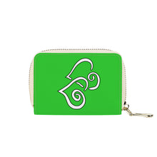 Load image into Gallery viewer, Ti Amo I love you - Exclusive Brand - Lima Green - Double White Heart - PU Leather - Zipper Card Holder
