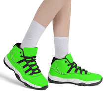 Load image into Gallery viewer, Ti Amo I love you - Exclusive Brand - Florescent Green  - Skeleton Hands with Heart -  High Top Air Retro Sneakers - Black Laces
