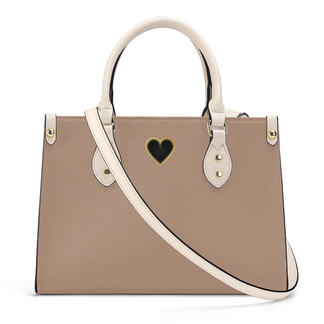 Ti Amo I love you - Exclusive Brand - Pale Taupe - Luxury Womens PU Tote Bag - Cream Straps