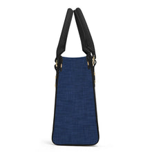 Load image into Gallery viewer, Ti Amo I love you - Exclusive Brand - Dark Blue Denim - Luxury Womens PU Tote Bag - Black Straps
