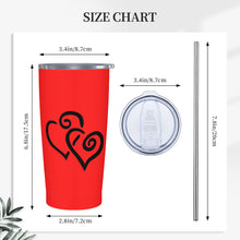 Load image into Gallery viewer, Ti Amo I love you - Exclusive Brand - Red - Double Black Heart - 20oz Stainless Steel Straw Lid Cup
