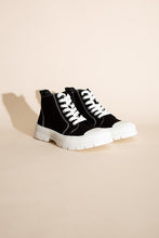 Load image into Gallery viewer, CRAYON-G - Black with White Soles &amp; White Laces - Lace Up Sneakers Ti Amo I love you
