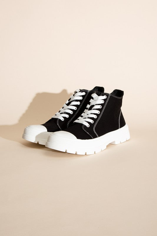 CRAYON-G - Black with White Soles & White Laces - Lace Up Sneakers Ti Amo I love you