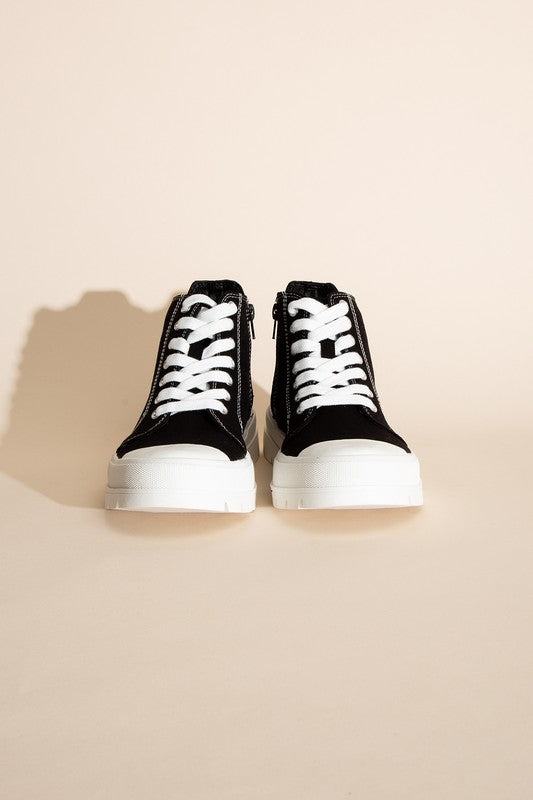 CRAYON-G - Black with White Soles & White Laces - Lace Up Sneakers Ti Amo I love you