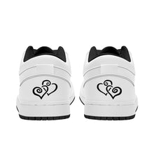 Load image into Gallery viewer, Ti Amo I love you  - Exclusive Brand  - White - Double Black Heart - Unisex Low Top Skateboard Sneakers - Black Soles / Black Laces
