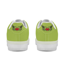 Load image into Gallery viewer, Ti Amo I love you - Exclusive Brand - Light Salad Green - Skelton Hands with Heart - Transparent Low Top Air Force Leather Shoes
