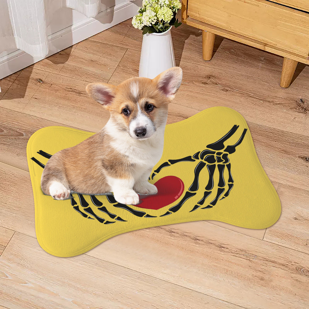 Ti Amo I love you - Exclusive Brand - Mustard Yellow - Skeleton Hands with Heart  - Big Paws Pet Rug
