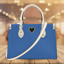 Load image into Gallery viewer, Ti Amo I love you - Exclusive Brand - Flat Blue - Luxury Womens PU Tote Bag - Cream Straps
