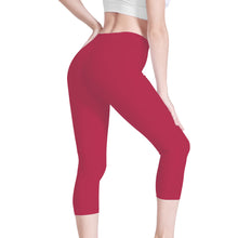 Load image into Gallery viewer, Ti Amo I love you -Exclusive Brand - Viva Magenta - Double White Heart - Womens / Teen Girls / Womens Plus Size - Capri Yoga Leggings - Sizes XS-3XL
