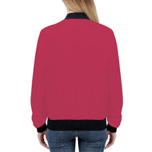 Load image into Gallery viewer, Ti Amo I love you - Exclusive Brand - Viva Magenta -  Double White Heart - Women&#39;s Bomber Jacket
