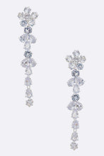 Load image into Gallery viewer, CZ Flower Long Chandelier Earrings Ti Amo I love you
