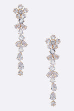 Load image into Gallery viewer, CZ Flower Long Chandelier Earrings Ti Amo I love you
