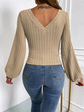 Load image into Gallery viewer, Cable-Knit V-Neck Long Sleeve Knit Top Ti Amo I love you
