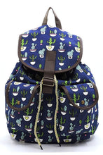 Load image into Gallery viewer, Cactus Printed Canvas Backpack Ti Amo I love you
