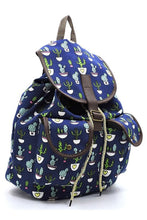 Load image into Gallery viewer, Cactus Printed Canvas Backpack Ti Amo I love you
