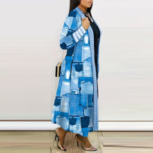 Load image into Gallery viewer, Casual Women Wear Imitation Denim Printed Long Trench Coat Cardigan Coat Ti Amo I love you
