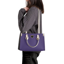 Load image into Gallery viewer, Ti Amo I love you - Exclusive Brand - Violet Crescent - Luxury Womens PU Tote Bag - Cream Straps
